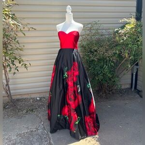 Red Floral Formal Dress